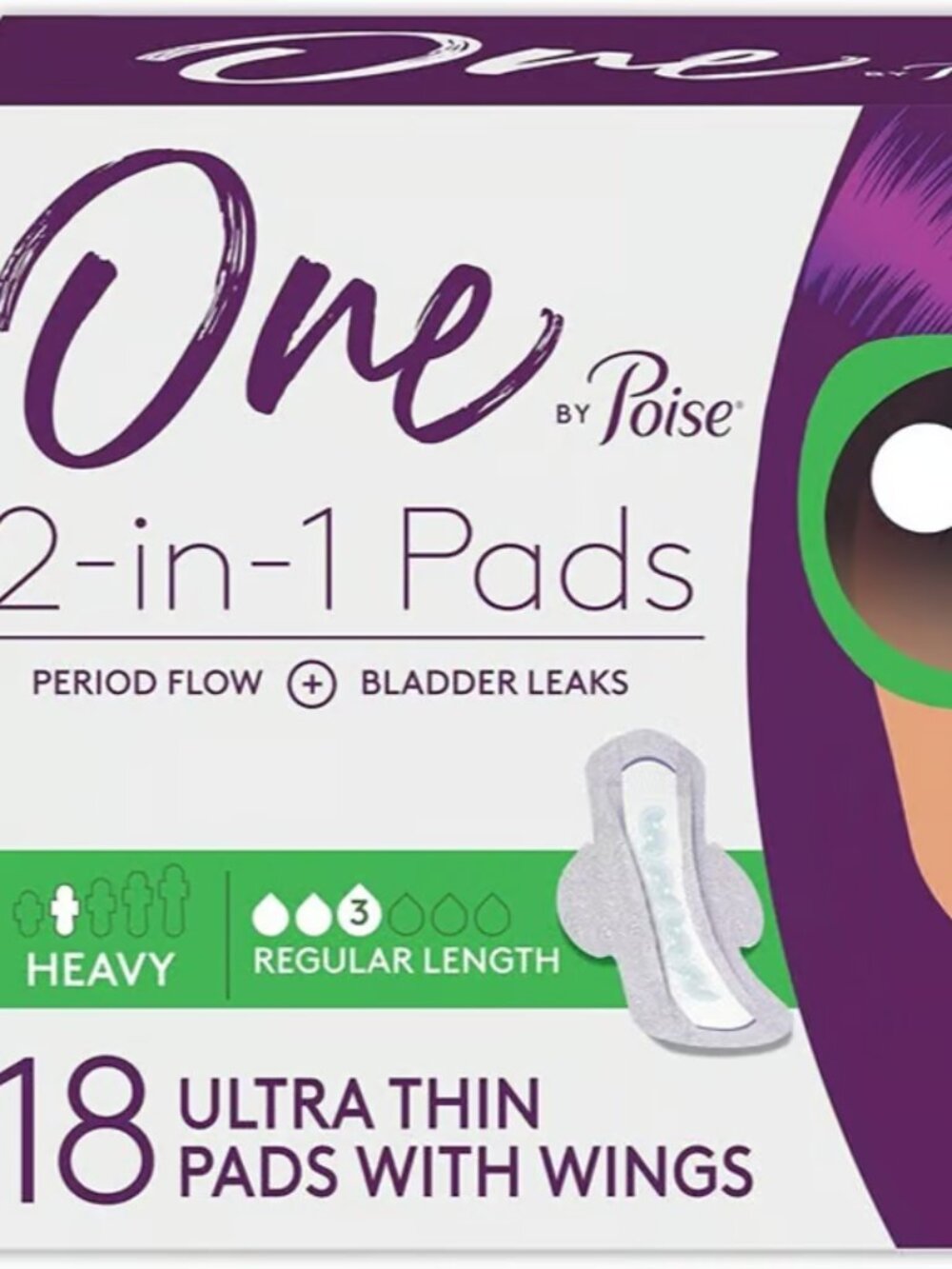 NEW- One by Poise Feminine Pads with Wings (2-in-1 Period & Bladder Leakage Pad
